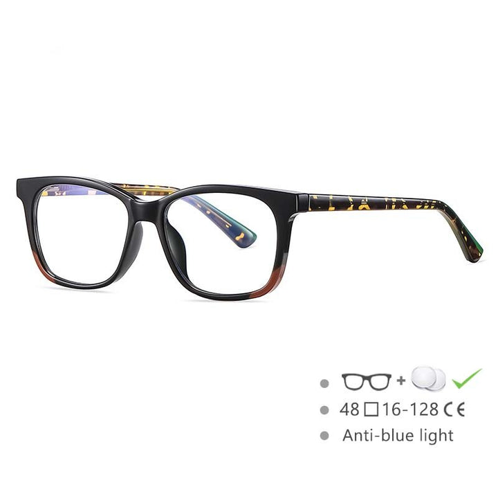 CCSpace Youth's Unisex Full Rim Square Tr 90 Titanium Frame Eyeglasses 54523 Full Rim CCspace China black 
