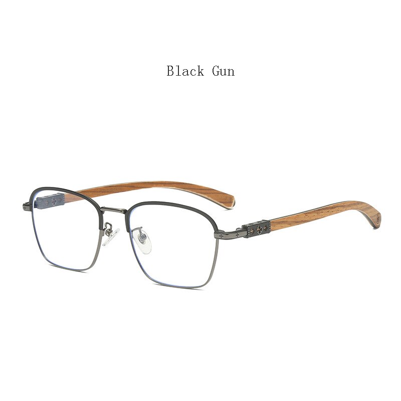 Hdcrafter Men's Full Rim Square Titanium Eyeglasses K0035 Full Rim Hdcrafter Eyeglasses Black Gun  