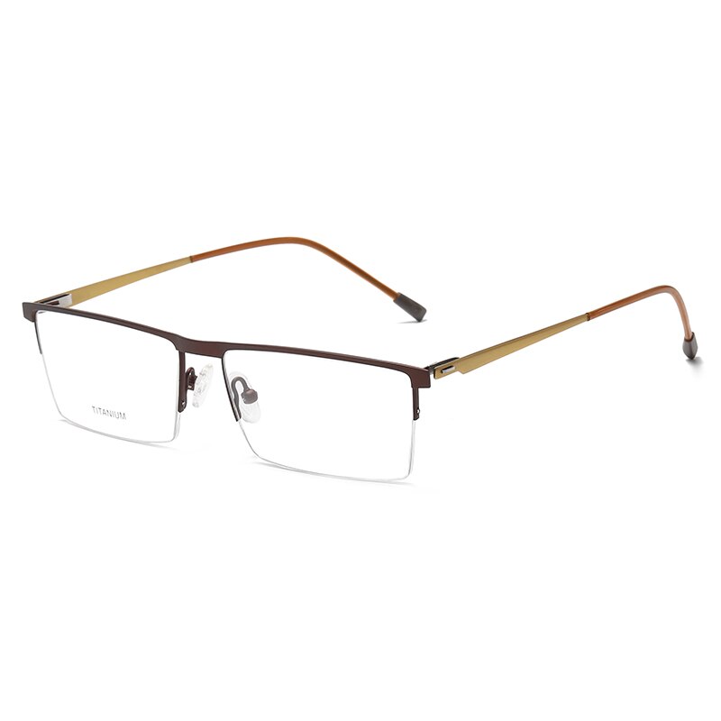 Zirosat Men's Semi Rim Square Titanium Eyeglasses P8826 Semi Rim Zirosat   
