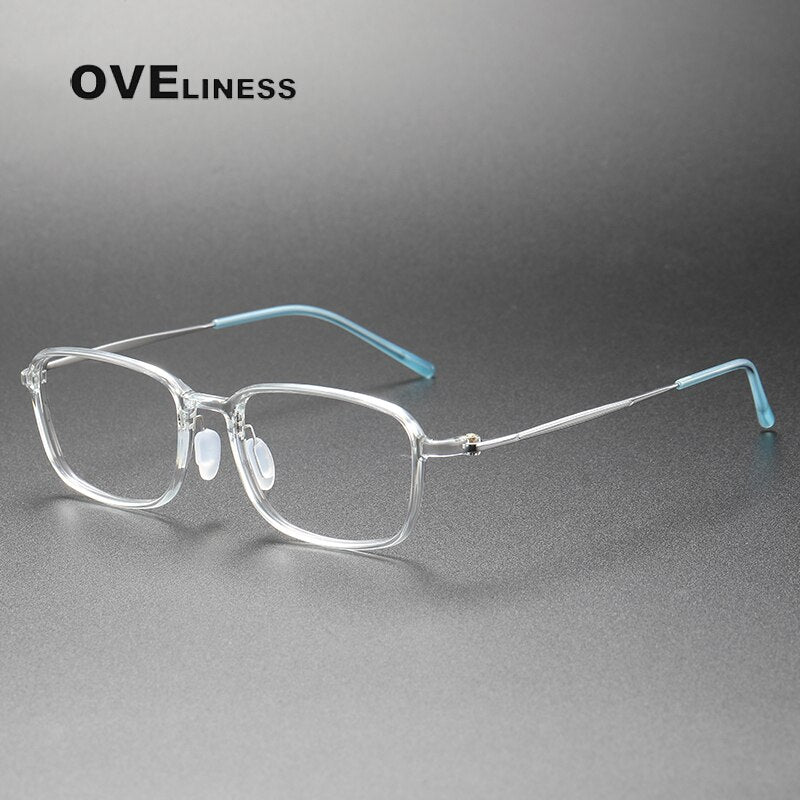 Oveliness Unisex Full Rim Square Acetate Titanium Eyeglasses 8632 Full Rim Oveliness transparent  