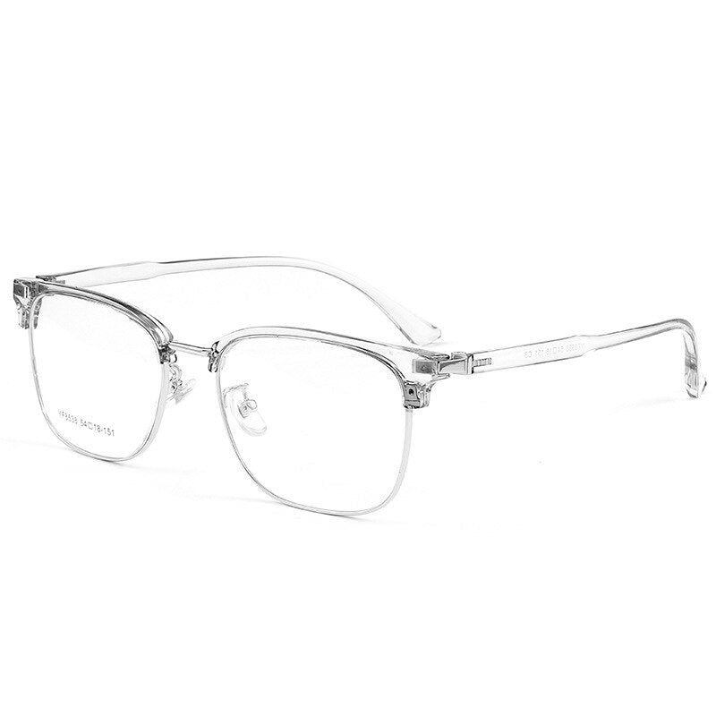 Yimaruili Men's Full Rim Square Acetate Alloy 8538YF Full Rim Yimaruili Eyeglasses Transparent  