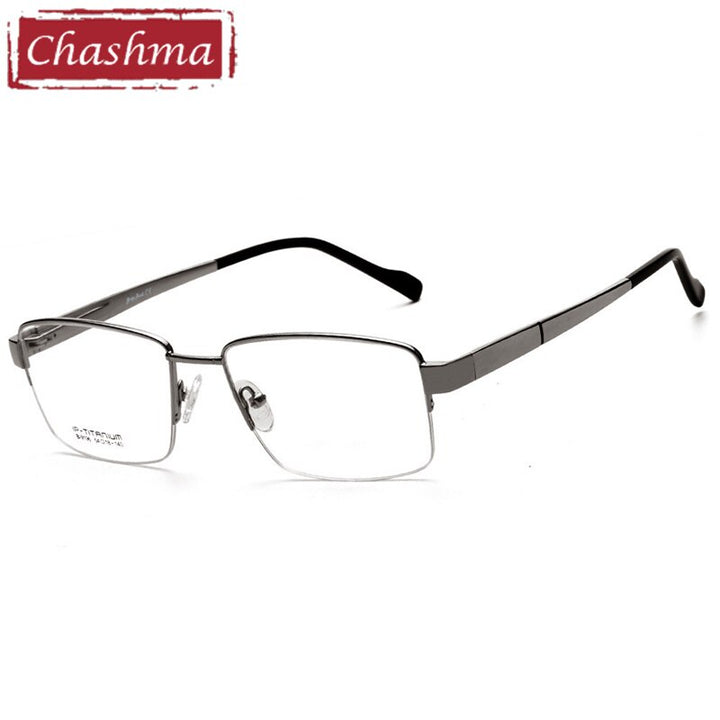Chashma Ottica Men's Semi Rim Square Titanium Eyeglasses 9196 Semi Rim Chashma Ottica Gray  