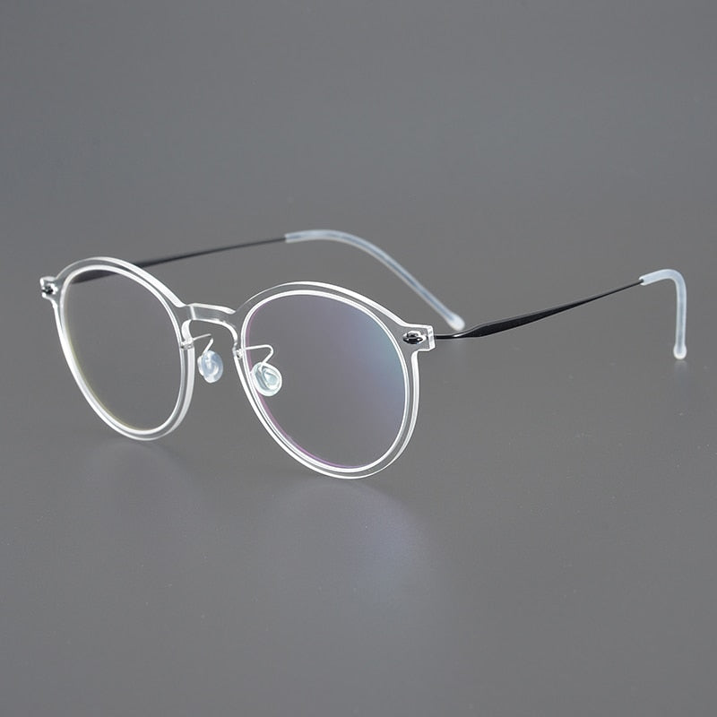 Gatenac Unisex Full Rim Round Titanium Eyeglasses Gxyj955 Full Rim Gatenac Transparent Black  