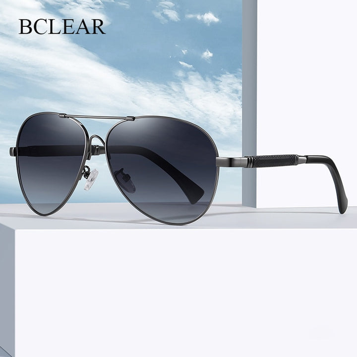 Bclear Men's Full Rim Oval Square Polarized Double Bridge Alloy Sunglasses Wd8516 Sunglasses Bclear   