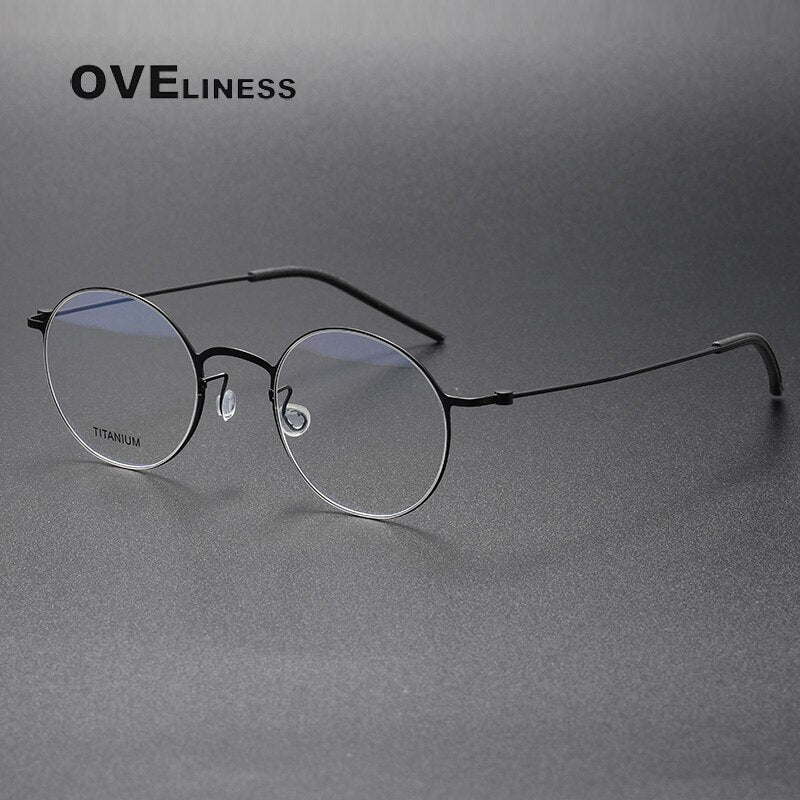 Oveliness Unisex Full Rim Round Titanium Eyeglasses 5044 Full Rim Oveliness black  