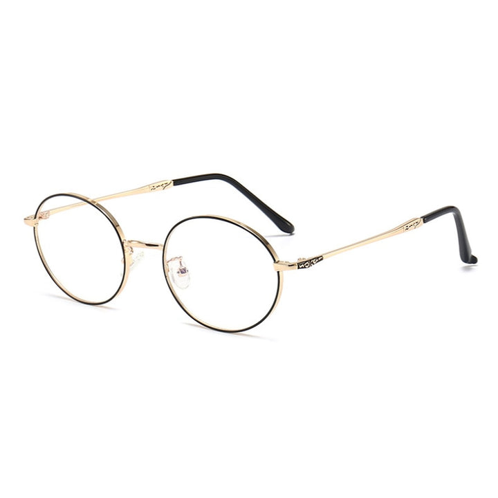 Hotochki Unisex Full Rim Oval Stainless Steel Alloy Eyeglasses L2226 Full Rim Hotochki BLACK-GOLD  