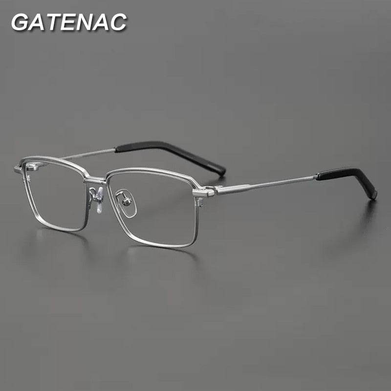 Gatenac Unisex Full Rim Square Titanium Eyeglasses Gxyj906 Full Rim Gatenac   
