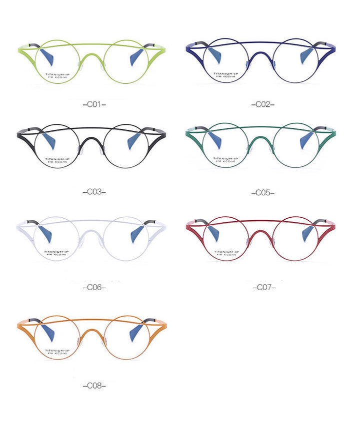 Aissuarvey Unisex Full Rim Small Round Double Bridge Titanium Frame Eyeglasses 8196 Full Rim Aissuarvey Eyeglasses   