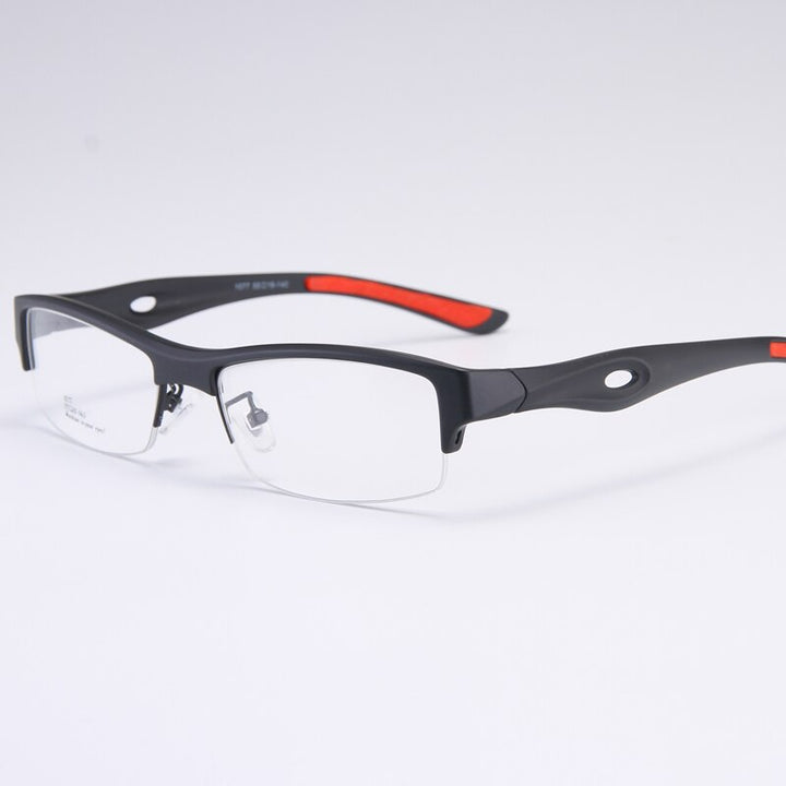 Bclear Men's Semi Rim Rectangle Tr 90 Sport Eyeglasses My1077 Semi Rim Bclear Black red  