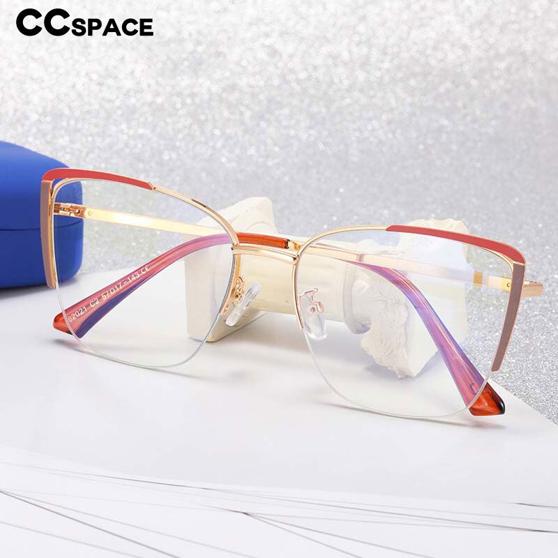 CCSpace Women's Full Rim Square Cat Eye Tr 90 Titanium Eyeglasses 55030 Full Rim CCspace   