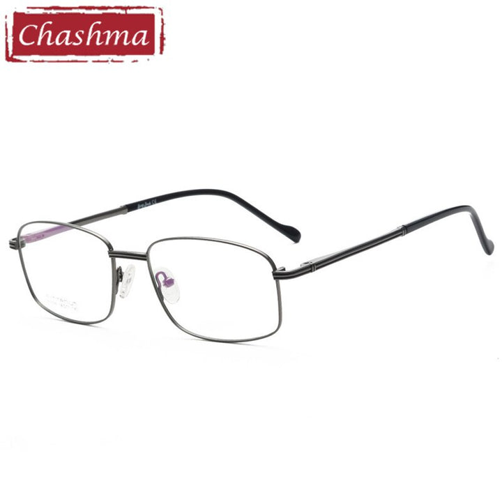 Chashma Ottica Men's Full Rim Irregular Square Titanium Eyeglasses 9199 Full Rim Chashma Ottica Gray  