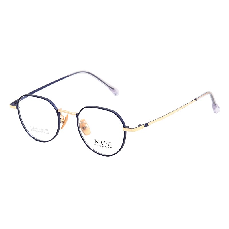 Zirosat Women's Full Rim Round Titanium Acetate Frame Eyeglasses 88306 Full Rim Zirosat blue-golden  