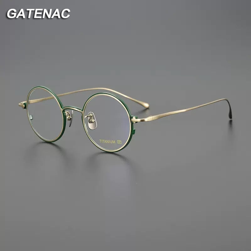 Gatenac Unisex Full Rim Round Titanium Eyeglasses Gxyj1096 Full Rim Gatenac   
