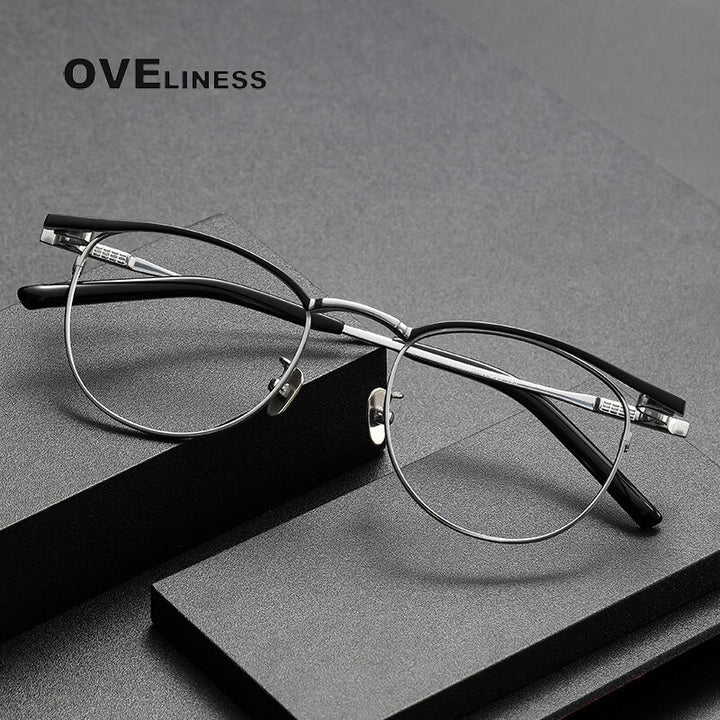 Oveliness Unisex Full Rim Square Acetate Titanium Eyeglasses S115t Full Rim Oveliness   