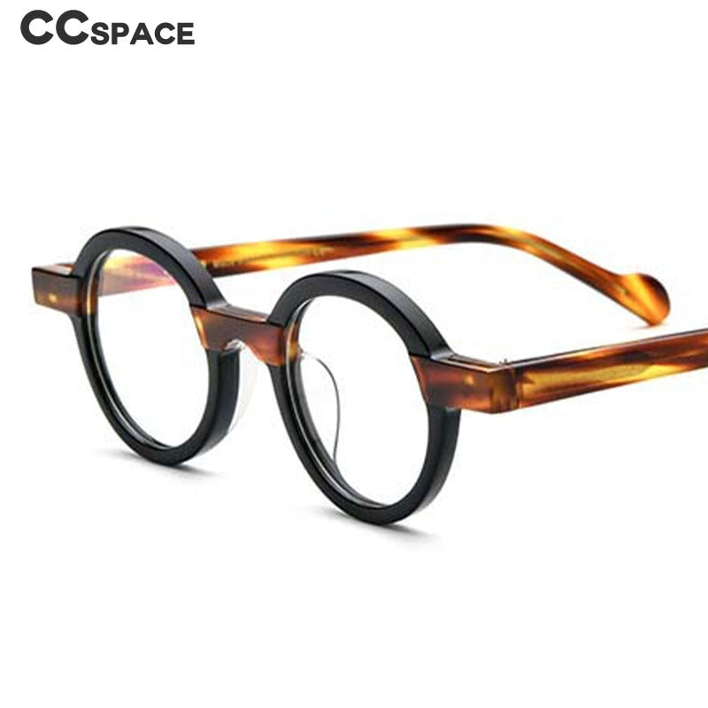 CCSpace Unisex Full Rim Round Acetate Eyeglasses 55101 Full Rim CCspace   
