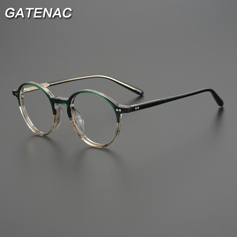 Gatenac Unisex Full Rim Round Acetate Eyeglasses Gxyj961 Full Rim Gatenac   