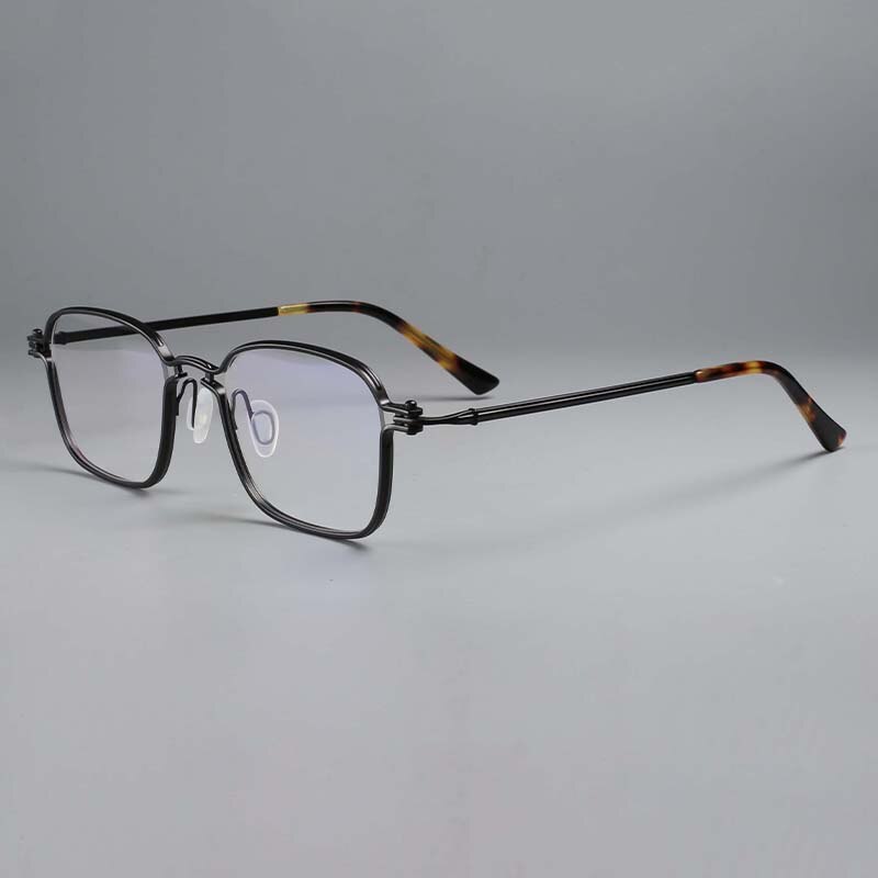 CCSpace Unisex Full Rim Square Handcrafted Titanium Eyeglasses 54708 Full Rim CCspace China Black 