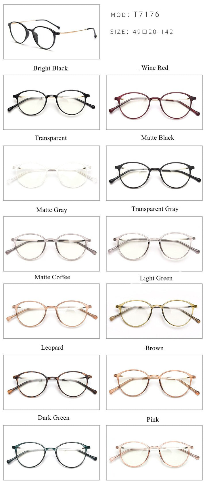 Chashma Round TR90 Eyeglasses Frame Lentes Optics Light Women Quality Student Prescription Glasses For RX Lenses Frame Chashma Ottica   