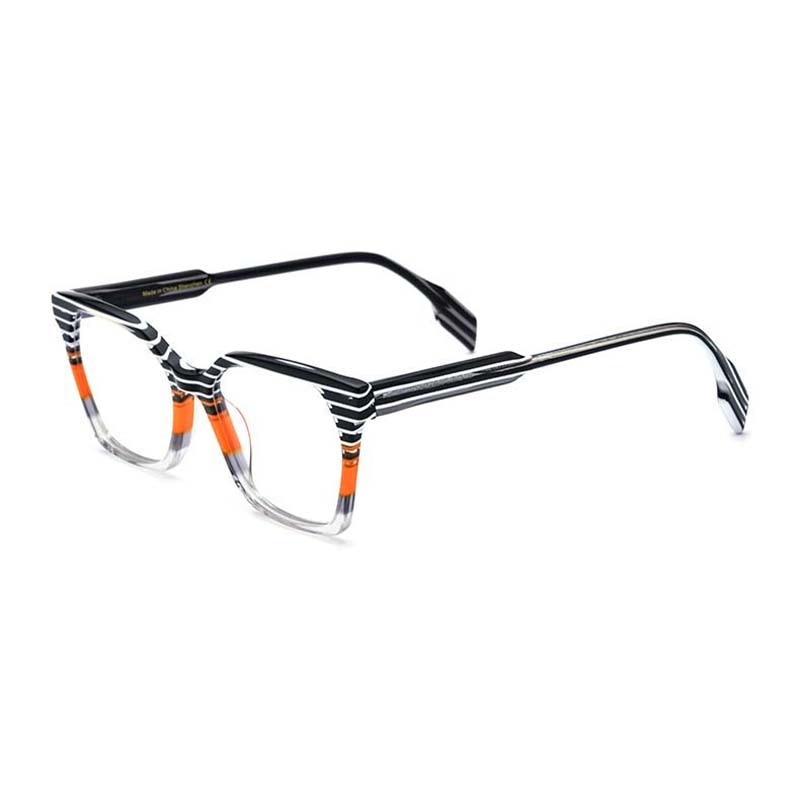 CCspace Unisex Full Rim Square Acetate Eyeglasses 55167 Full Rim CCspace Stripe China 