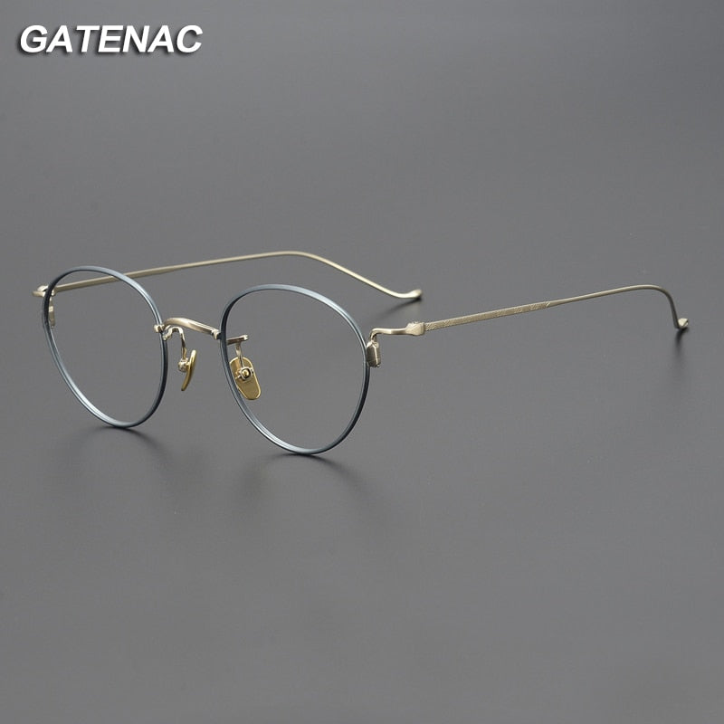 Gatenac Unisex Full Rim Round Titanium Eyeglasses Gxyj1051 Full Rim Gatenac   