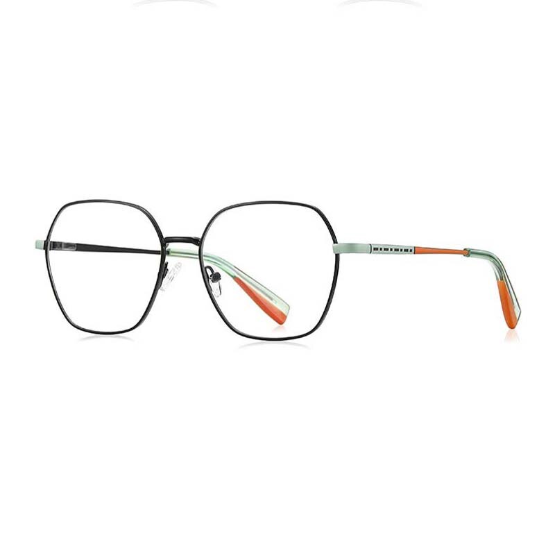 CCSpace Women's Full Rim Polygon Square Stainless Steel Eyeglasses 54712 Full Rim CCspace China Black green 