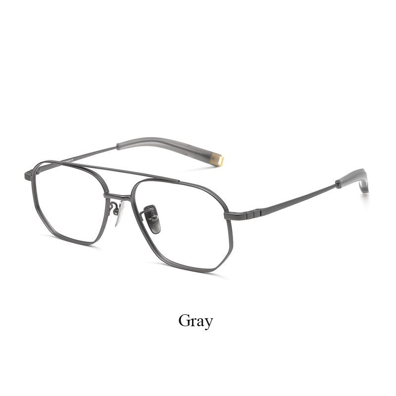 Bclear Unisex Full Rim Square Double Bridge Titanium Eyeglasses Bsf07518 Full Rim Bclear Gray  