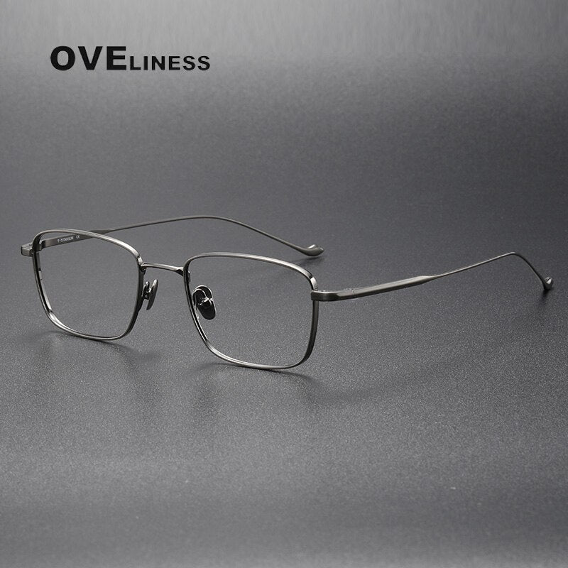 Oveliness Unisex Full Rim Square Titanium Eyeglasses  Chordf Full Rim Oveliness gun  