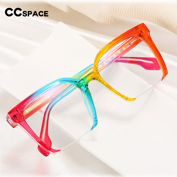 CCSpace Women's Semi Rim Square Cat Eye Tr 90 Titanium Eyeglasses 55292 Semi Rim CCspace   
