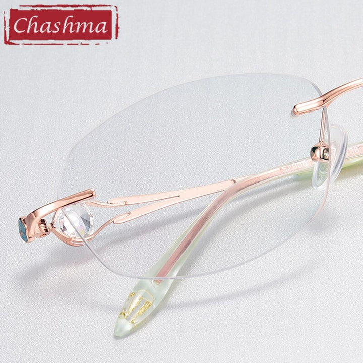 Chashma Ottica Women's Rimless Square Stainless Steel Eyeglasses 52006 Rimless Chashma Ottica   