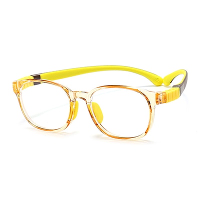 Ralferty Unisex Children's Full Rim Round Square Tr 90 Silicone Eyeglasses M91029 Full Rim Ralferty C4 Clear Yellow China 