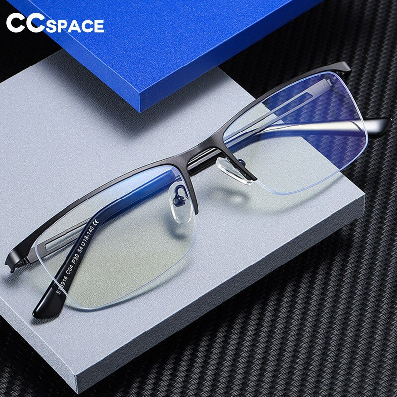 CCspace Men's Semi Rim Rectangle Alloy Frame Eyeglasses 54534 Semi Rim CCspace   
