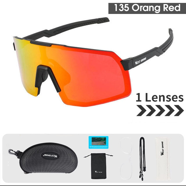 West Biking Unisex Semi Rim Tr 90 Polarized Sport Sunglasses YP0703138 Sunglasses West Biking Polarized Orange 135 CN 3 Lens