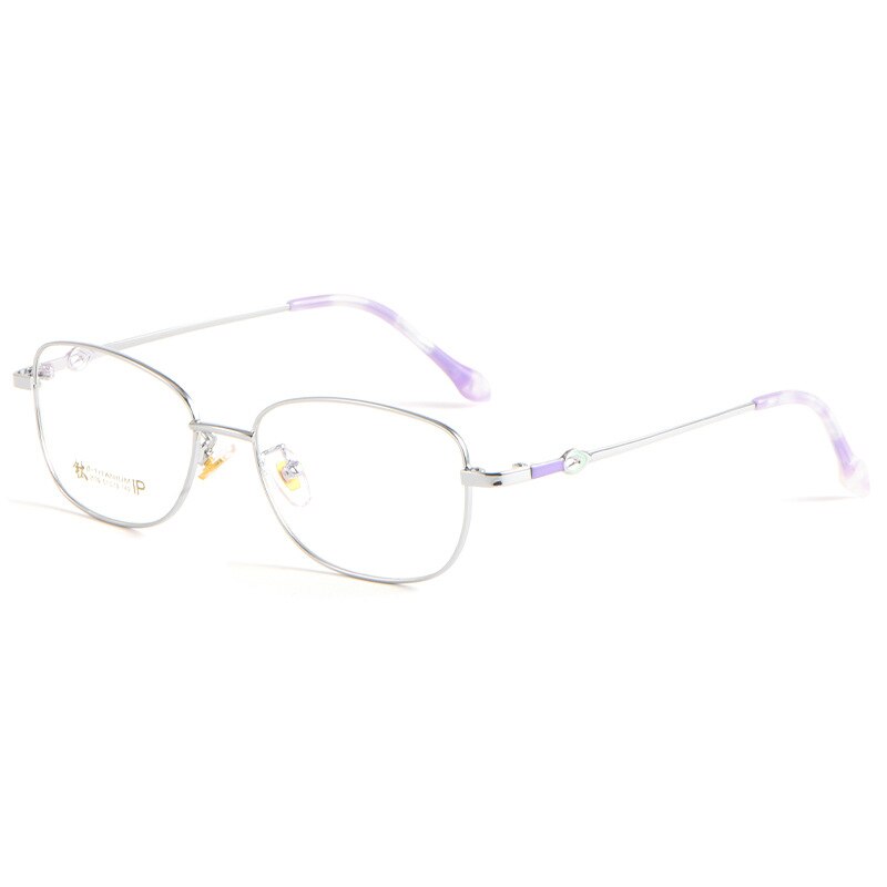 Katkani Women's Full Rim Square Titanium Alloy Eyeglasses 3526x Full Rim KatKani Eyeglasses Silver  
