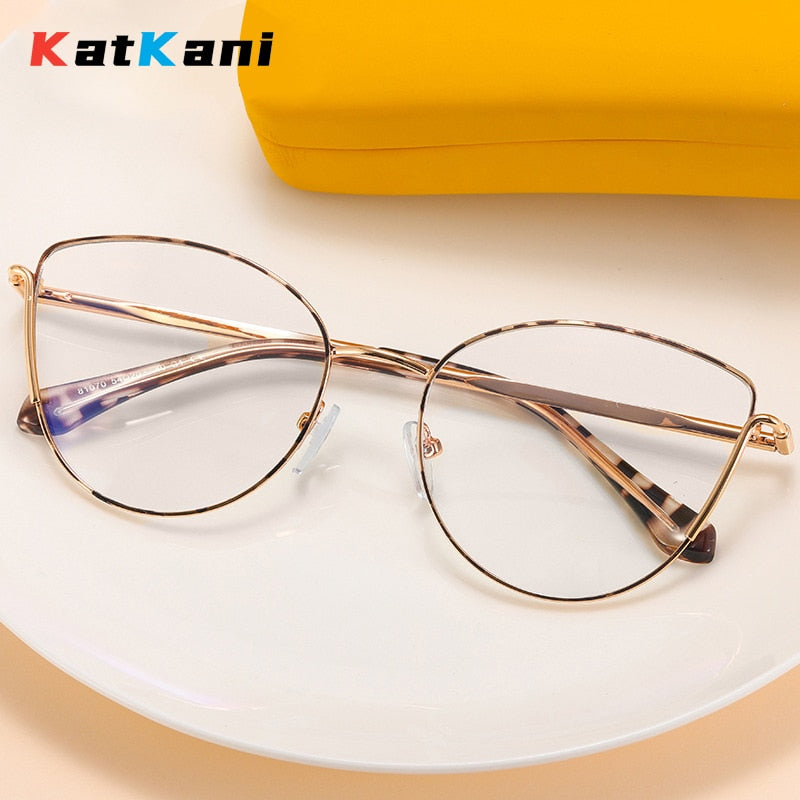 KatKani Women's Full Rim Square Cat Eye Alloy Eyeglasses 8107 Full Rim KatKani Eyeglasses   