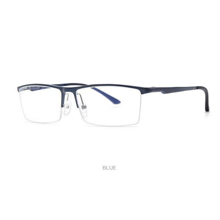 Hdcrafter Men's Semi Rim Square Aluminum Magnesium Eyeglasses 8826 Semi Rim Hdcrafter Eyeglasses Blue  