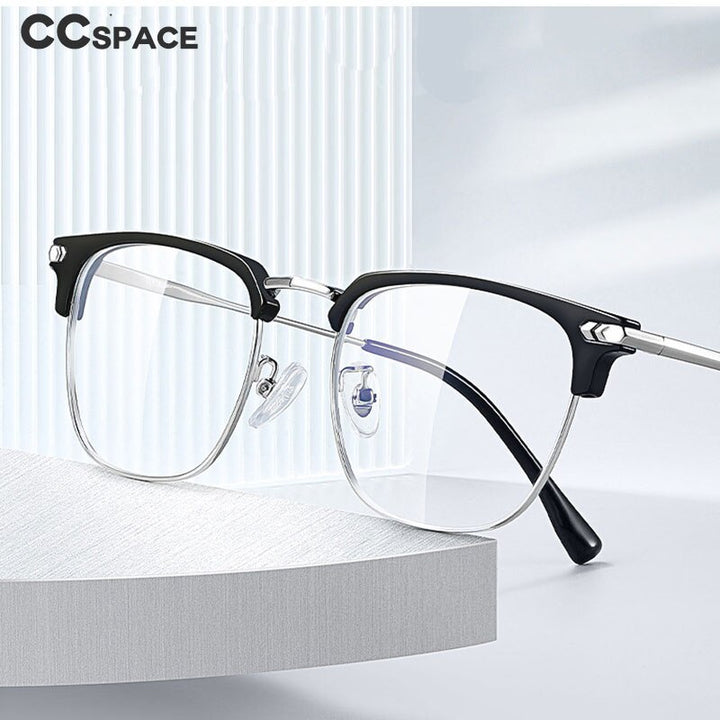 CCSpace Men's Full Rim Square Alloy Eyeglasses 54558 Full Rim CCspace   