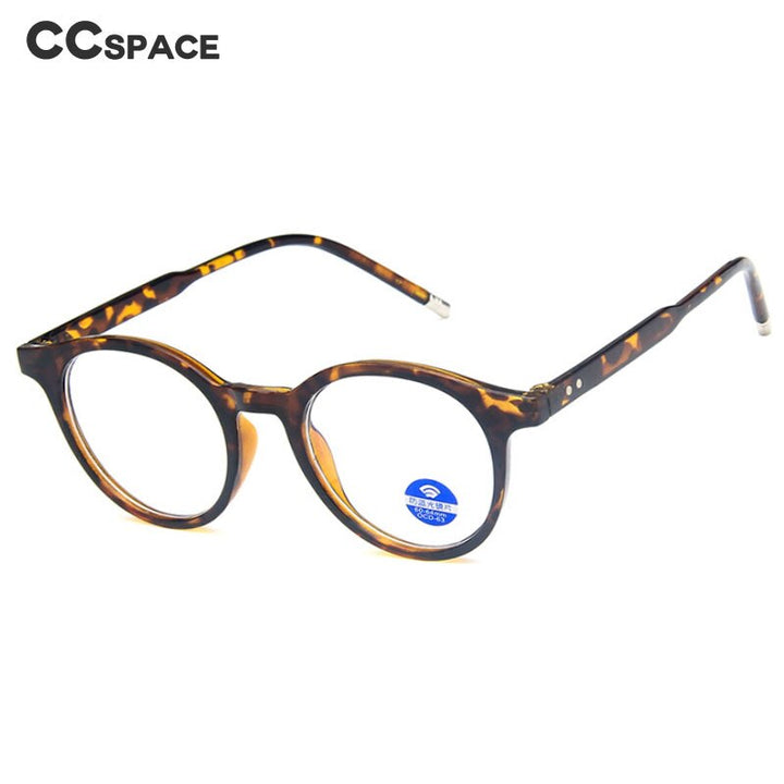 CCSpace Unisex Full Rim Round Resin Frame Eyeglasses 54214 Full Rim CCspace   