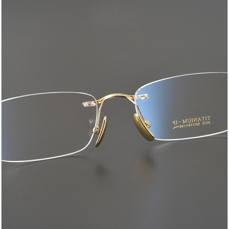 Muzz Men's Rimless Square Titanium Eyeglasses W9010 Rimless Muzz   