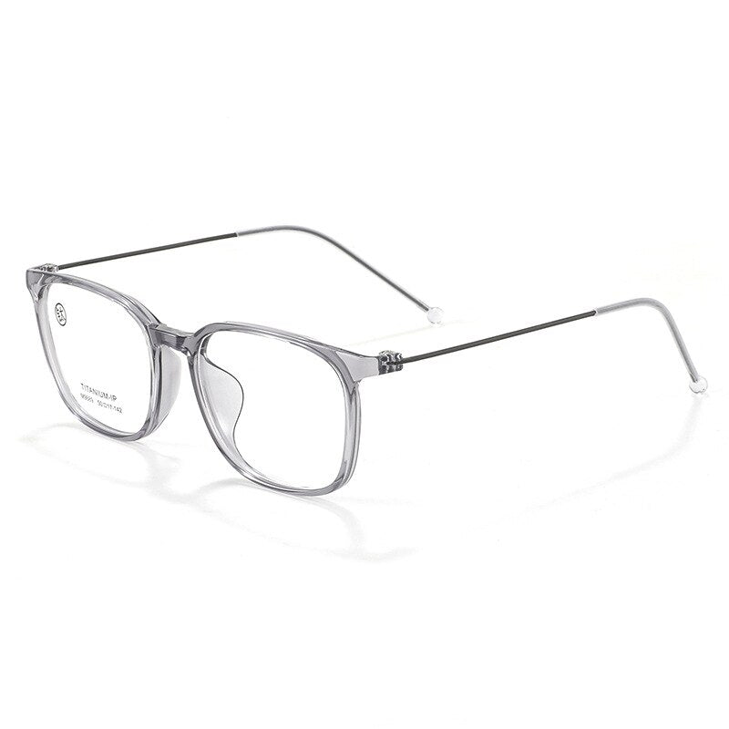 KatKani Unisex Full Rim Square Tr 90 Titanium Eyeglasses M9889 Full Rim KatKani Eyeglasses Transparent Gray  