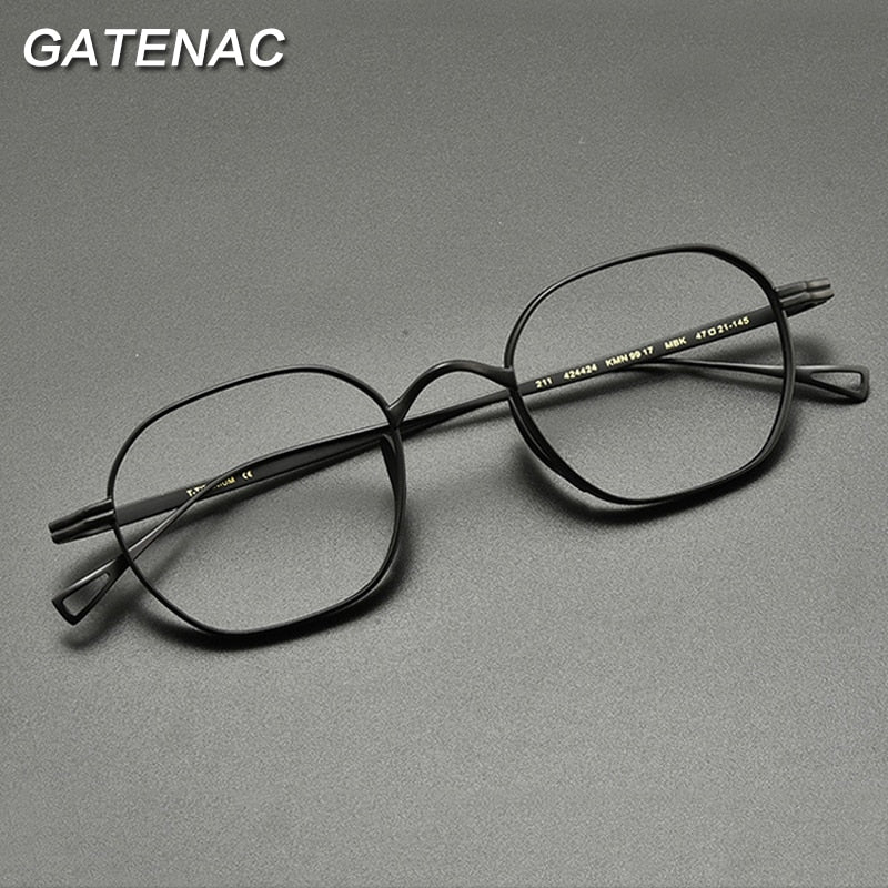 Gatenac Unisex Full Rim Polygon Square Titanium Eyeglasses Gxyj914 Frame Gatenac   