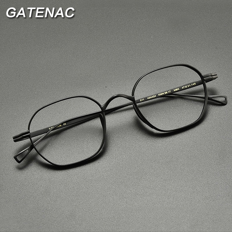 Gatenac Unisex Full Rim Polygon Square Titanium Eyeglasses Gxyj914 Full Rim Gatenac   