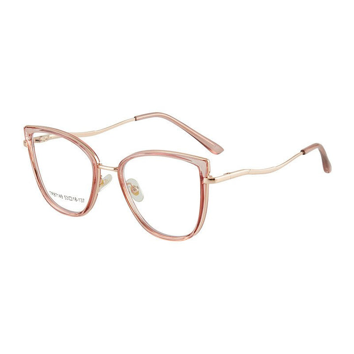 KatKani Women's Full Rim Memory TR 90 Resin Cat Eye Frame Eyeglasses R7149 Full Rim KatKani Eyeglasses C3 Pink  