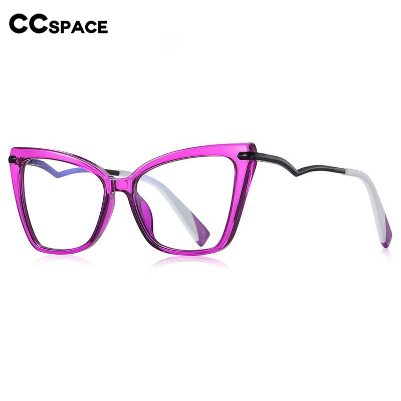 CCSpace Women's Full Rim Square Cat Eye Tr 90 Titanium Eyeglasses 53148 Full Rim CCspace   