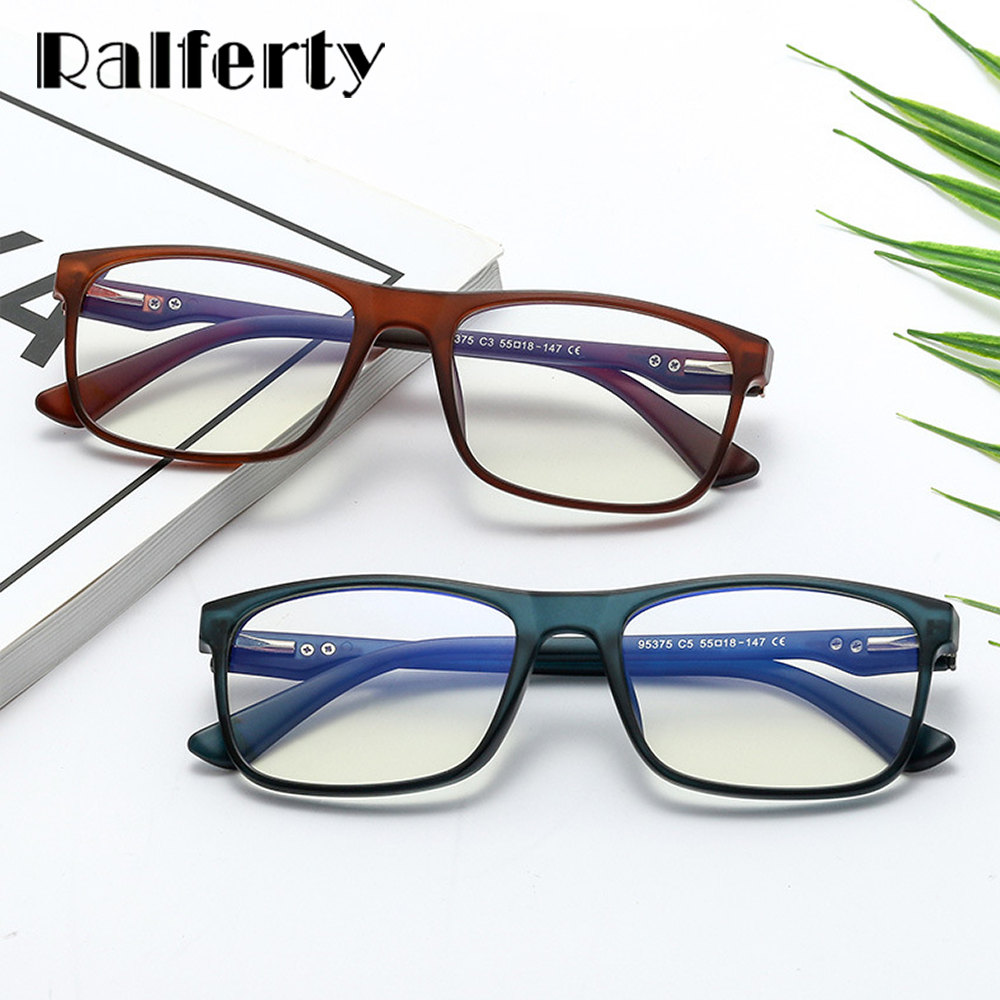 Ralferty Men's Full Rim Square Tr 90 Acetate Eyeglasses F95375 Full Rim Ralferty   