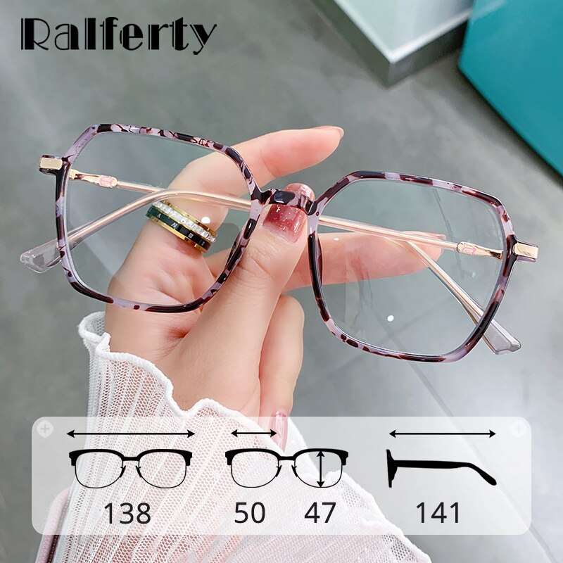 Ralferty Women's Full Rim Irregular Sqare Alloy Acetate Eyeglasses D307 Full Rim Ralferty   