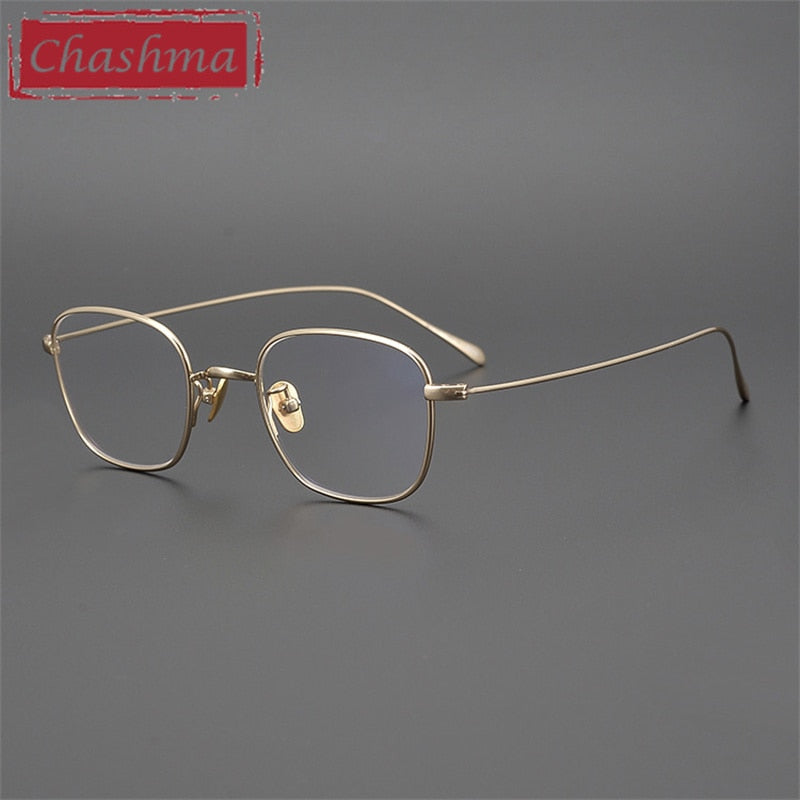 Chashma Ottica Unisex Full Rim Square Titanium Eyeglasses Full Rim Chashma Ottica Gold  