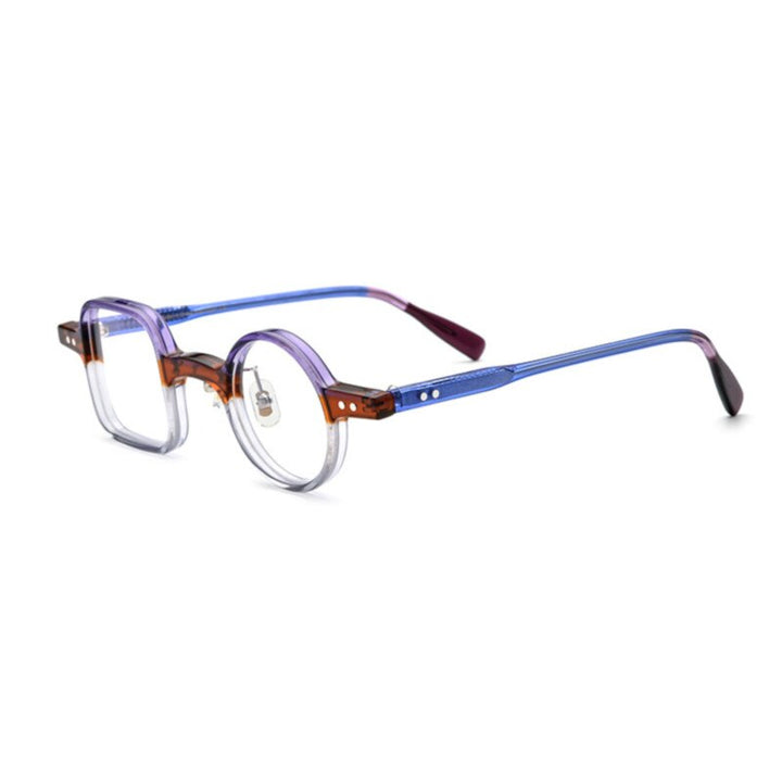 CCSpace Unisex Full Rim Irregular Square Round Acetate Eyeglasses 53329 Full Rim CCspace purple-brown China 