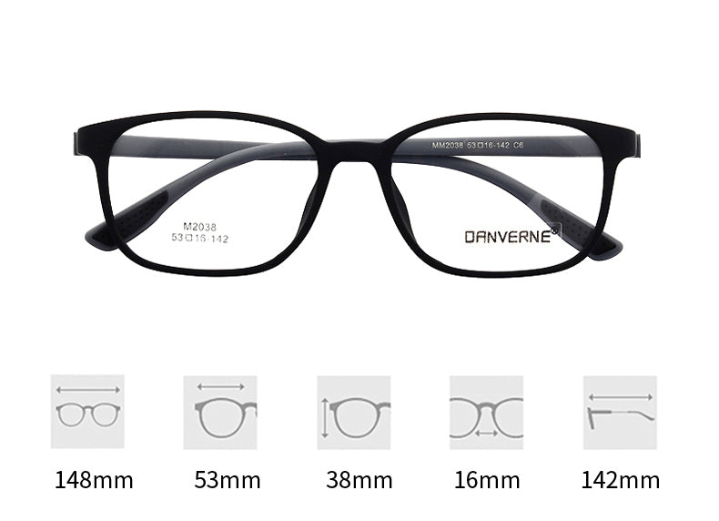 Zirosat Unisex Full Rim Square Ultem Frame Eyeglasses M2038 Full Rim Zirosat   