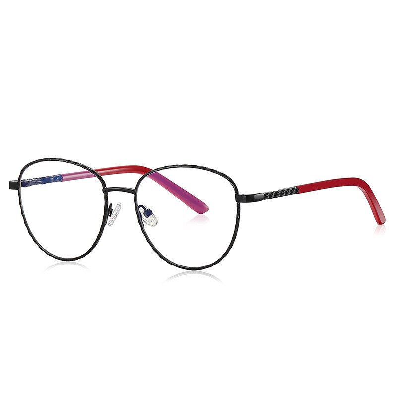CCSpace Women's Full Rim Round Square Stainless Steel Eyeglasses 54529 Full Rim CCspace China Black red 