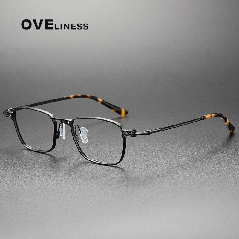 Oveliness Unisex Full Rim Square Titanium Eyeglasses 5890 Full Rim Oveliness black  
